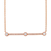 0.23ct 14k Rose Gold Diamond Bar Necklace
